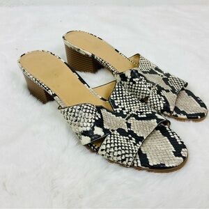 Nine West gray & black Snakeskin Block Heel sandals Mules size 9.5